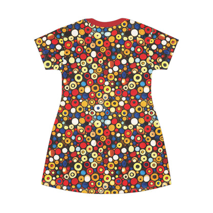 "Bits and Bobs", T-Shirt Dress (Flame Scarlet Collar)