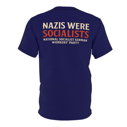 "Nazis were Socialists", Unisex T-shirt (Obsidian Blue)