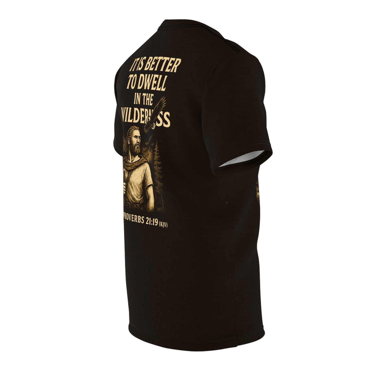 "Proverbs 21:19 (KJV)", Wearable Art Unisex T-shirt (Ironbark Brown)