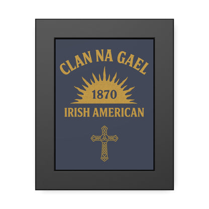 "Clan na Gael - Irish American", Framed Paper Poster (Blue Burka Grey)