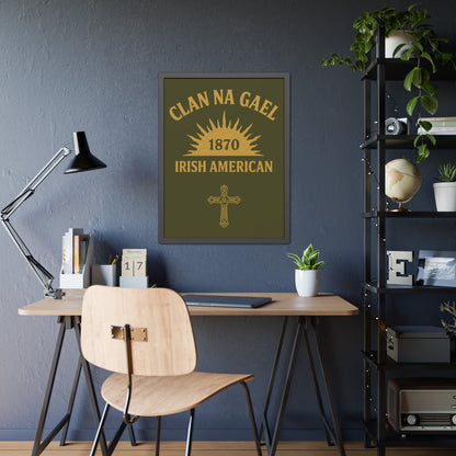 "Clan na Gael - Irish American", Framed Paper Poster (Fianna Green)