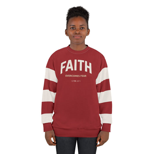 "Faith Overcomes Fear", Unisex Sweatshirt (Cherry Red)