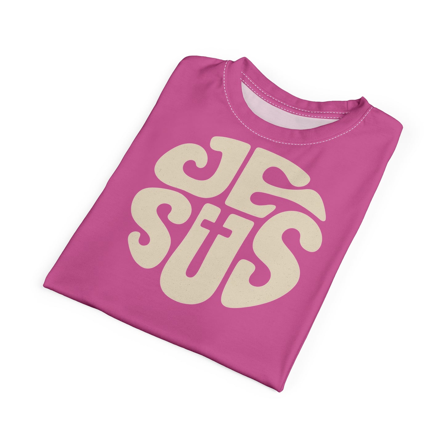 "Retro Jesus", Unisex T-shirt (Rosy Pink)