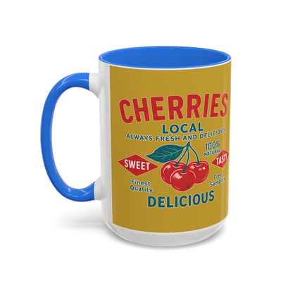 "Delicious Cherries", Colorful Mugs (11oz, 15oz) (Forgelight Gold)