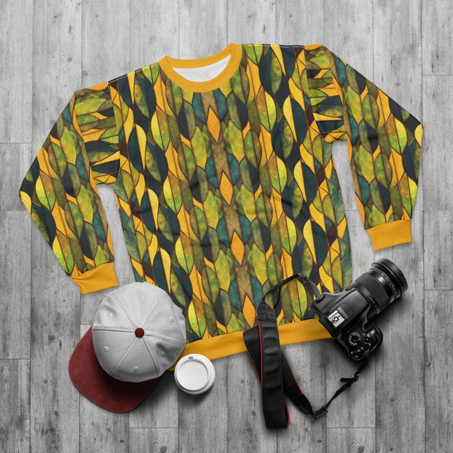 "Inner Grove", Unisex Sweatshirt (Amber Collar, Cuffs & Waistband)
