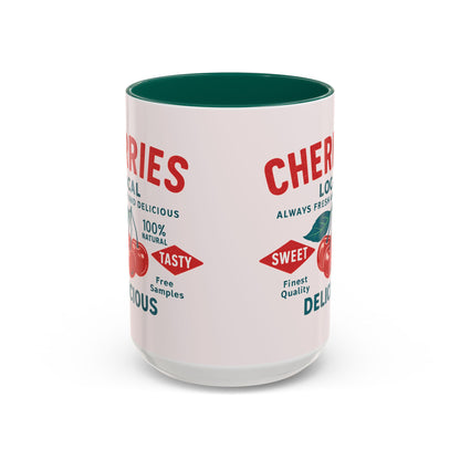 "Delicious Cherries", Colorful Mugs (11oz, 15oz) (Sea Salt Sherbet)