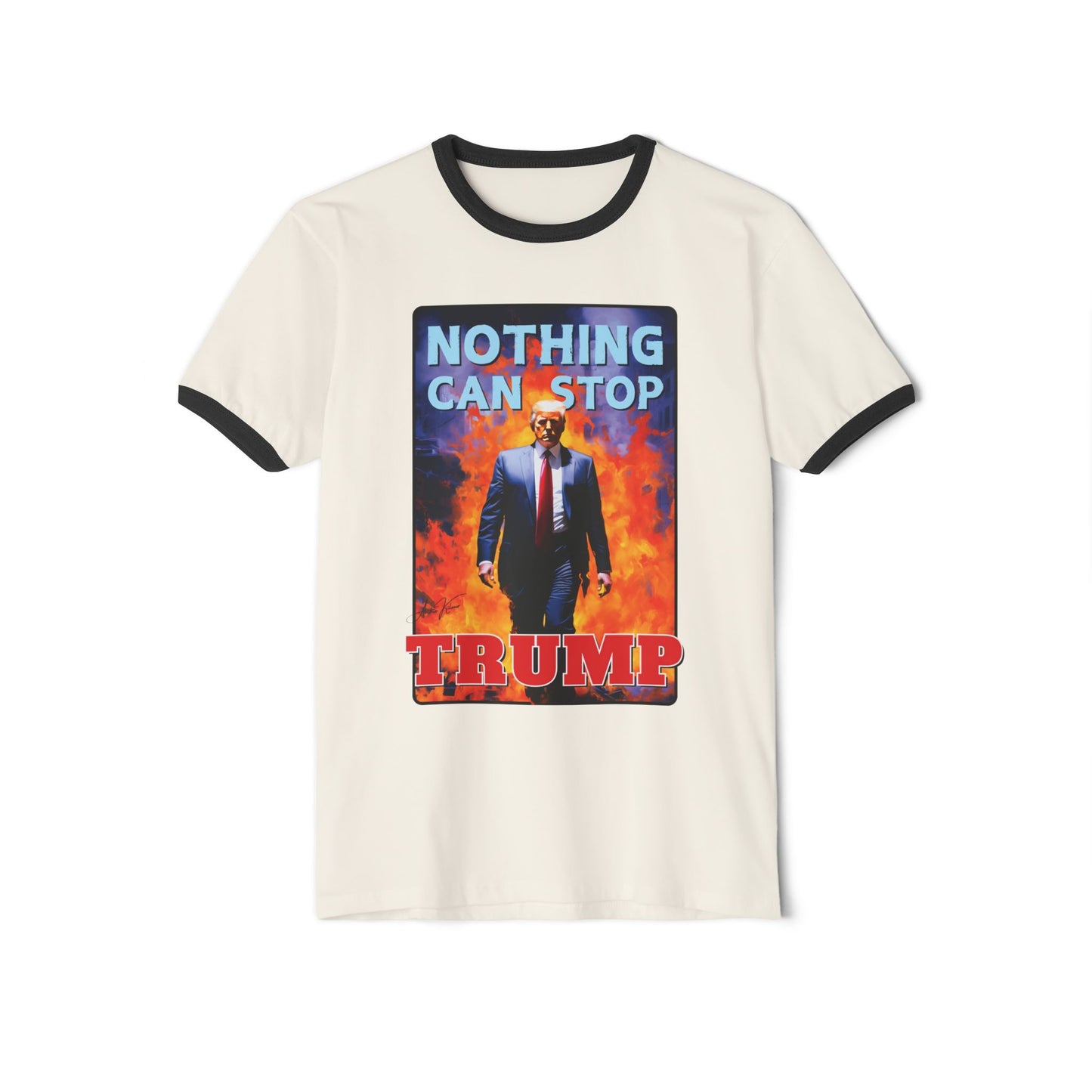 "Nothing Can Stop Trump", Unisex Cotton Ringer T-Shirt