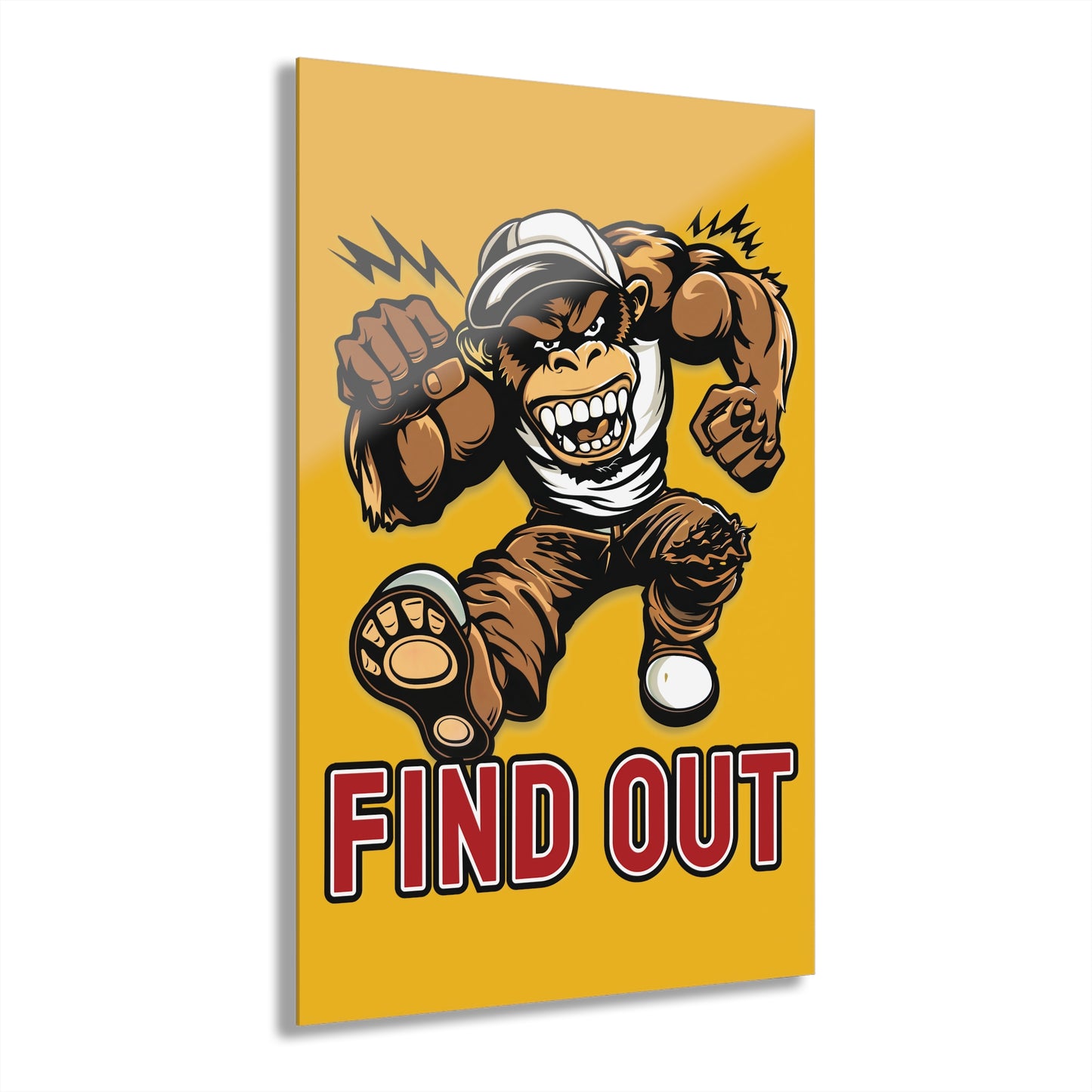 "Find Out", Acrylic Wall Prints (French Cleat Hanging) (Amber Yellow)