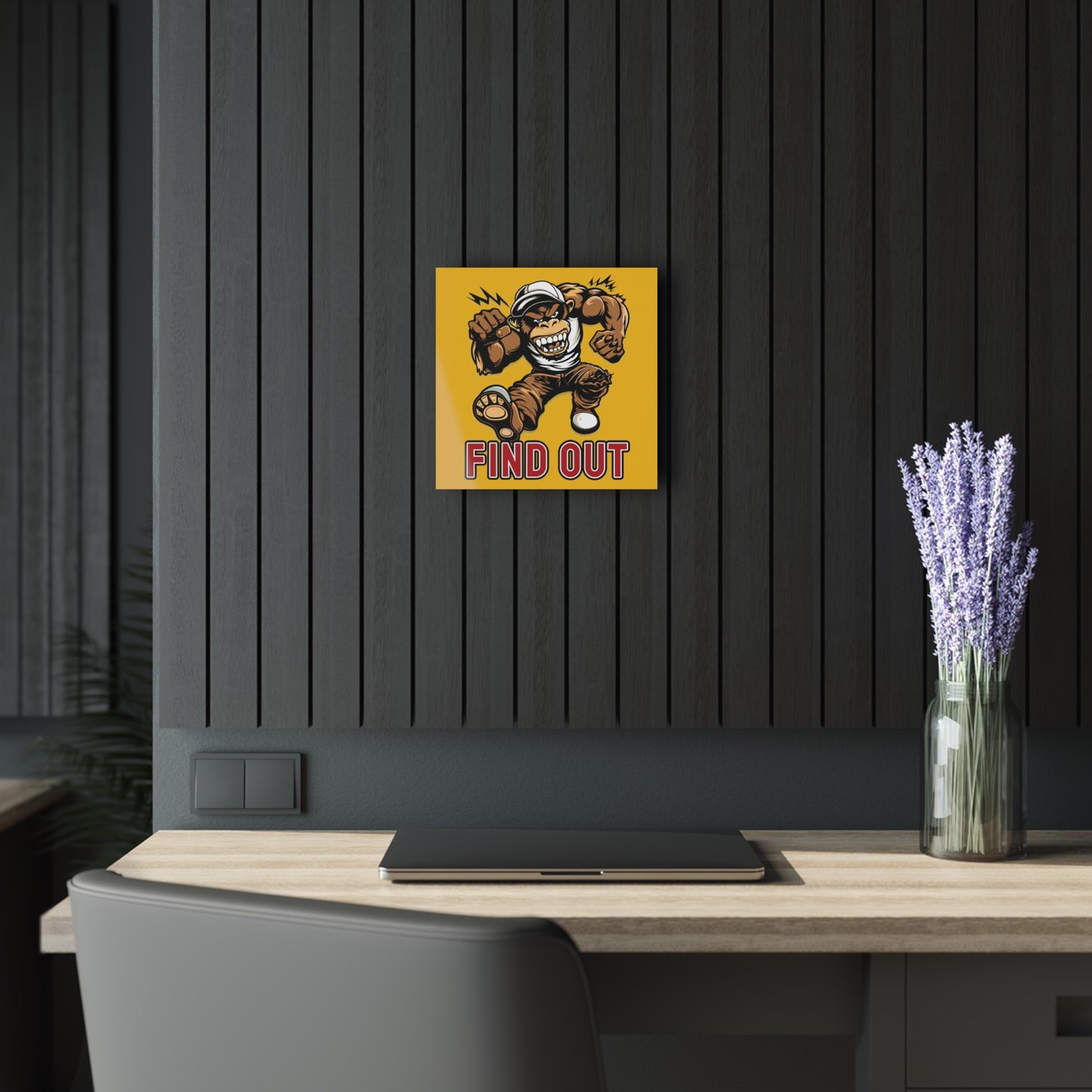 "Find Out", Acrylic Wall Prints (French Cleat Hanging) (Amber Yellow)
