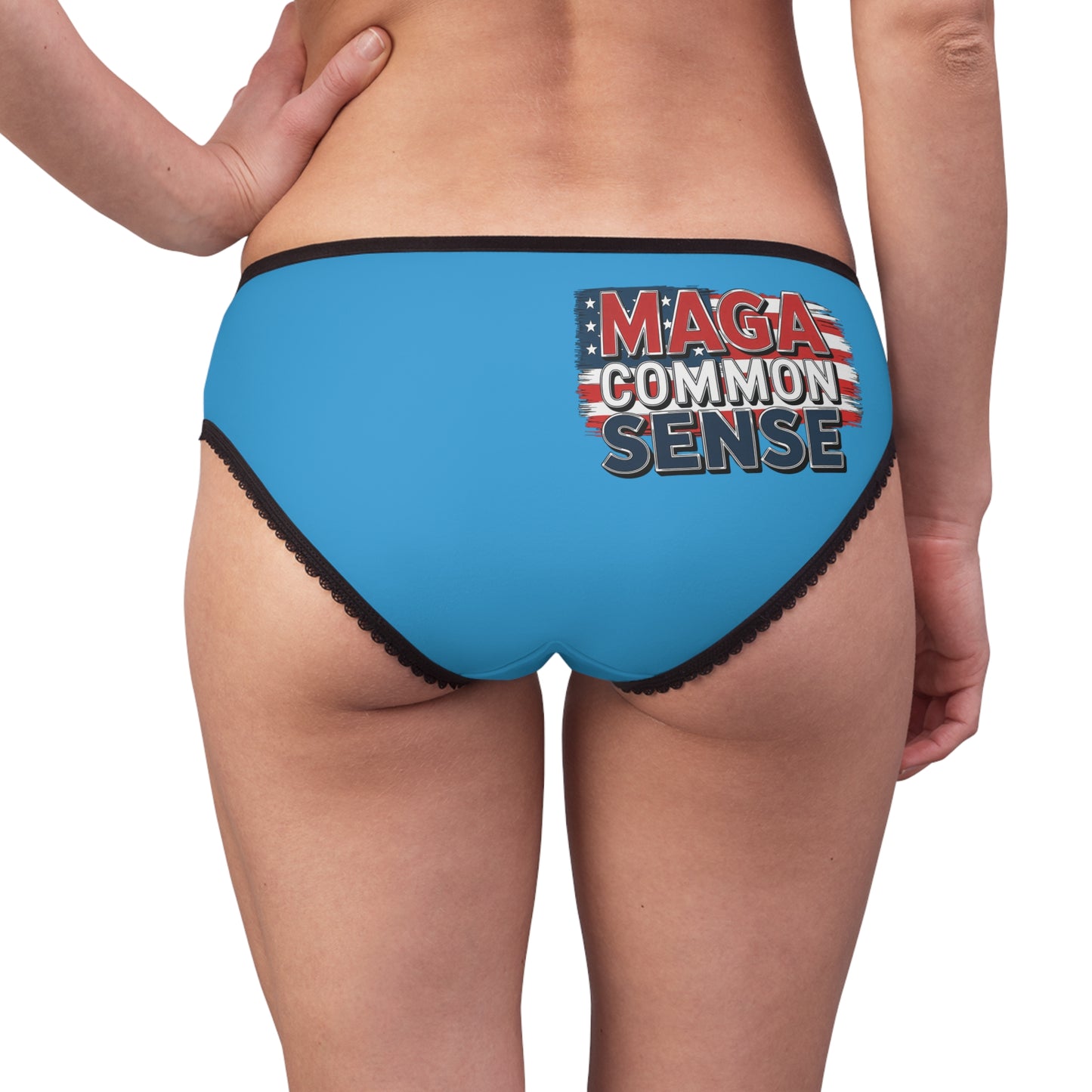"MAGA Common Sense" #01, Women's Briefs (Coral Sea Blue)