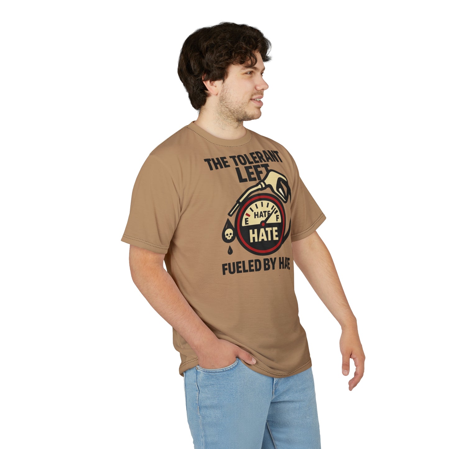 "The Tolerant Left", Unisex T-shirt (Camel Brown)