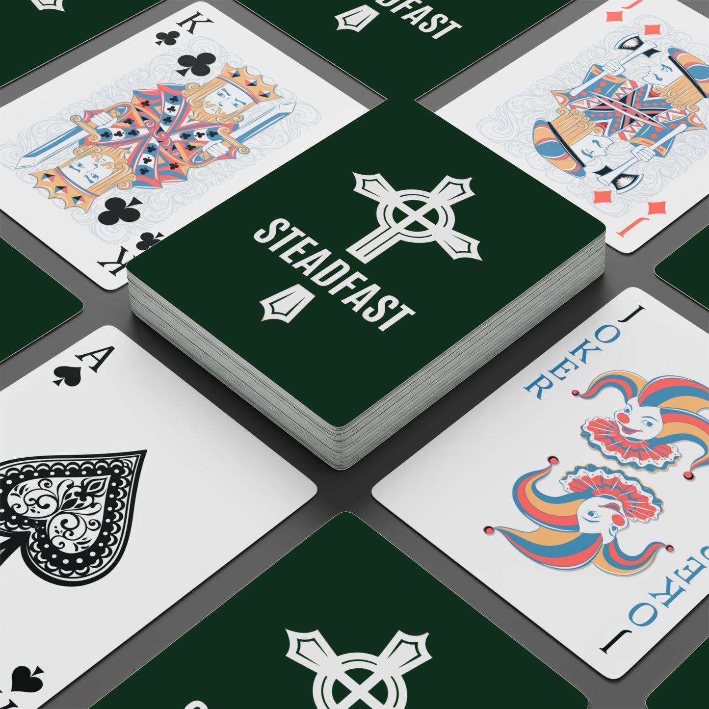 "Steadfast Cross", Christian Playing Cards (Monsoon Green)