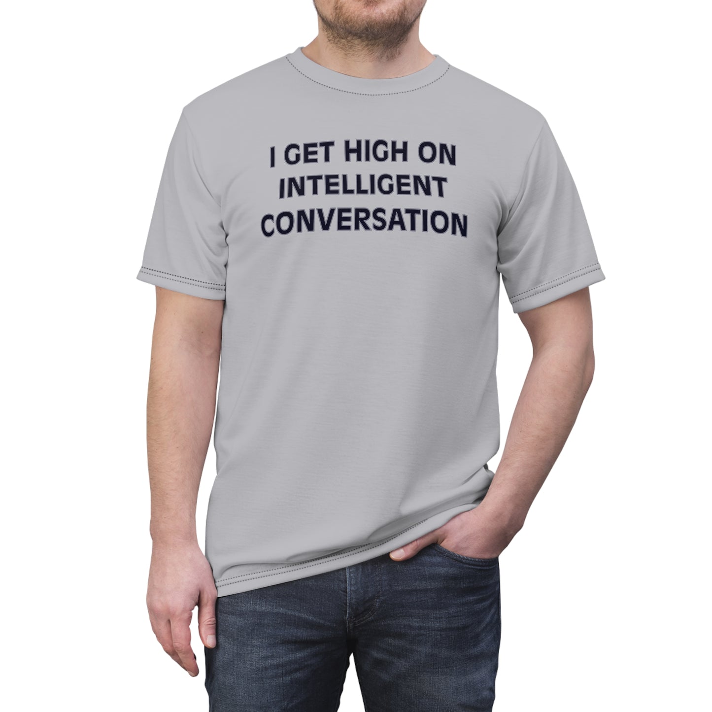 "Intelligent Conversation", Unisex T-shirt (Moonwalk Grey)