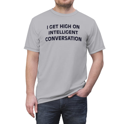 "Intelligent Conversation", Unisex T-shirt (Moonwalk Grey)