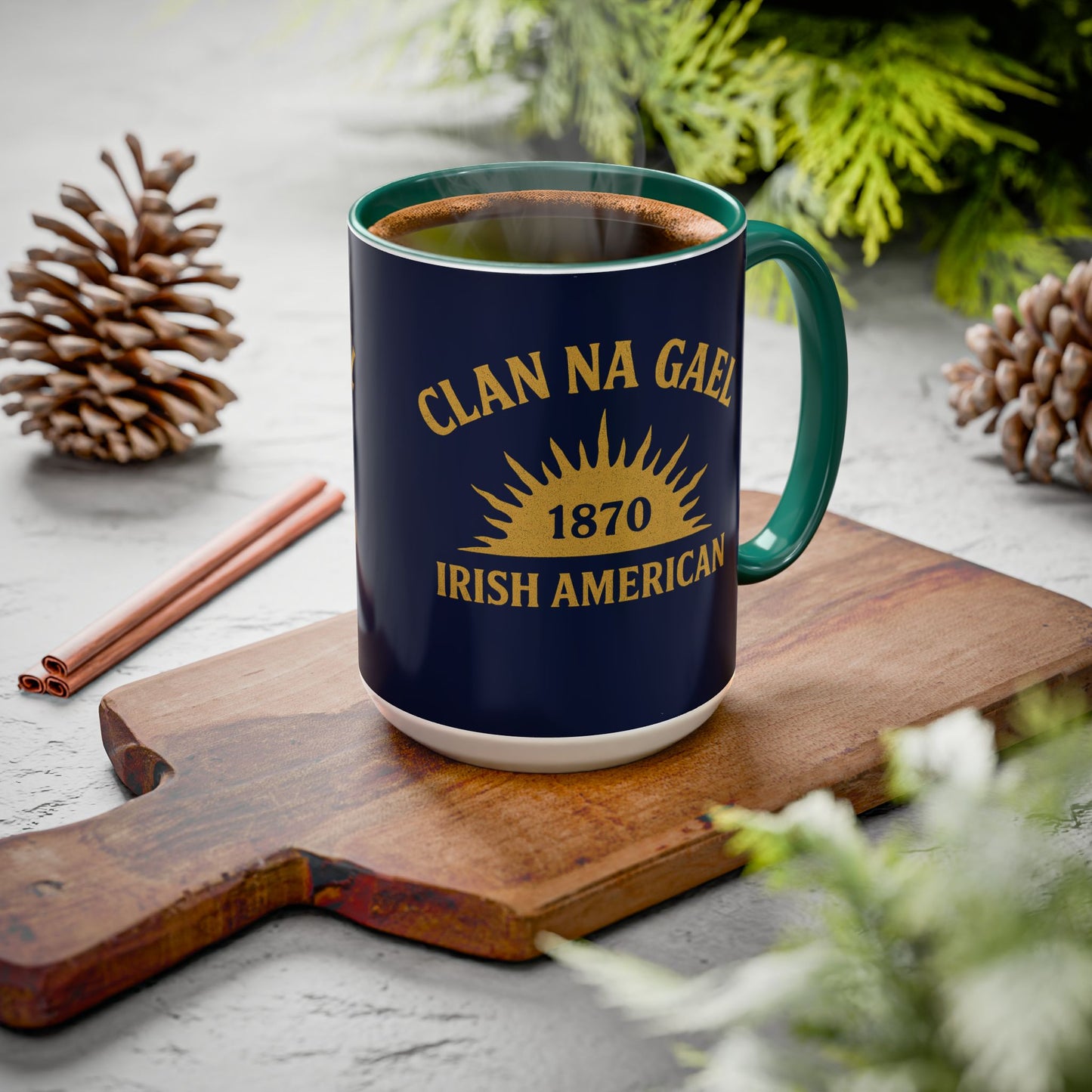 "Clan na Gael - Irish American", Colorful Mugs (11oz, 15oz) (Mariana Blue)