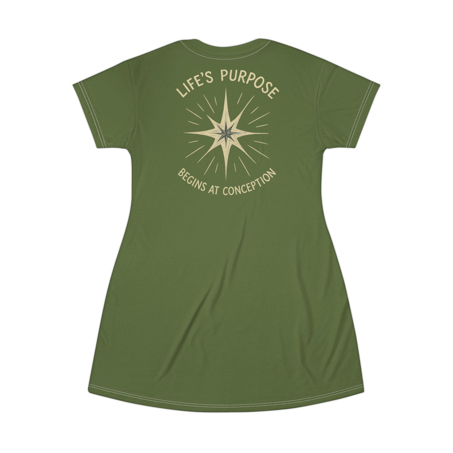 "Life's Purpose Begins at Conception #02", T-Shirt Dress (Kangaroo-Bush)