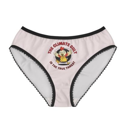 "The Climate Cult" (Chicken Little), Women's Briefs (Washed Pebble Grey)