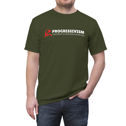 "Progressivism - Enemy of Western Civilization", Unisex Tee (Dark Olive Green)