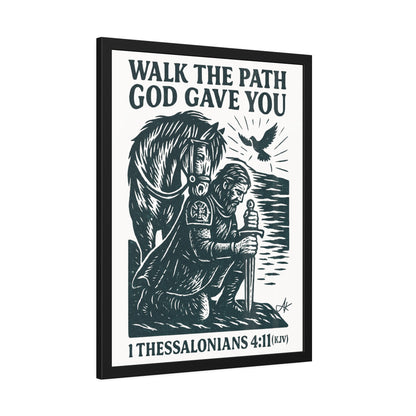 "1 Thessalonians 4:11 (KJV)", Framed Paper Poster (Porcelain White)