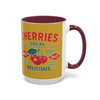 "Delicious Cherries", Colorful Mugs (11oz, 15oz) (Forgelight Gold)