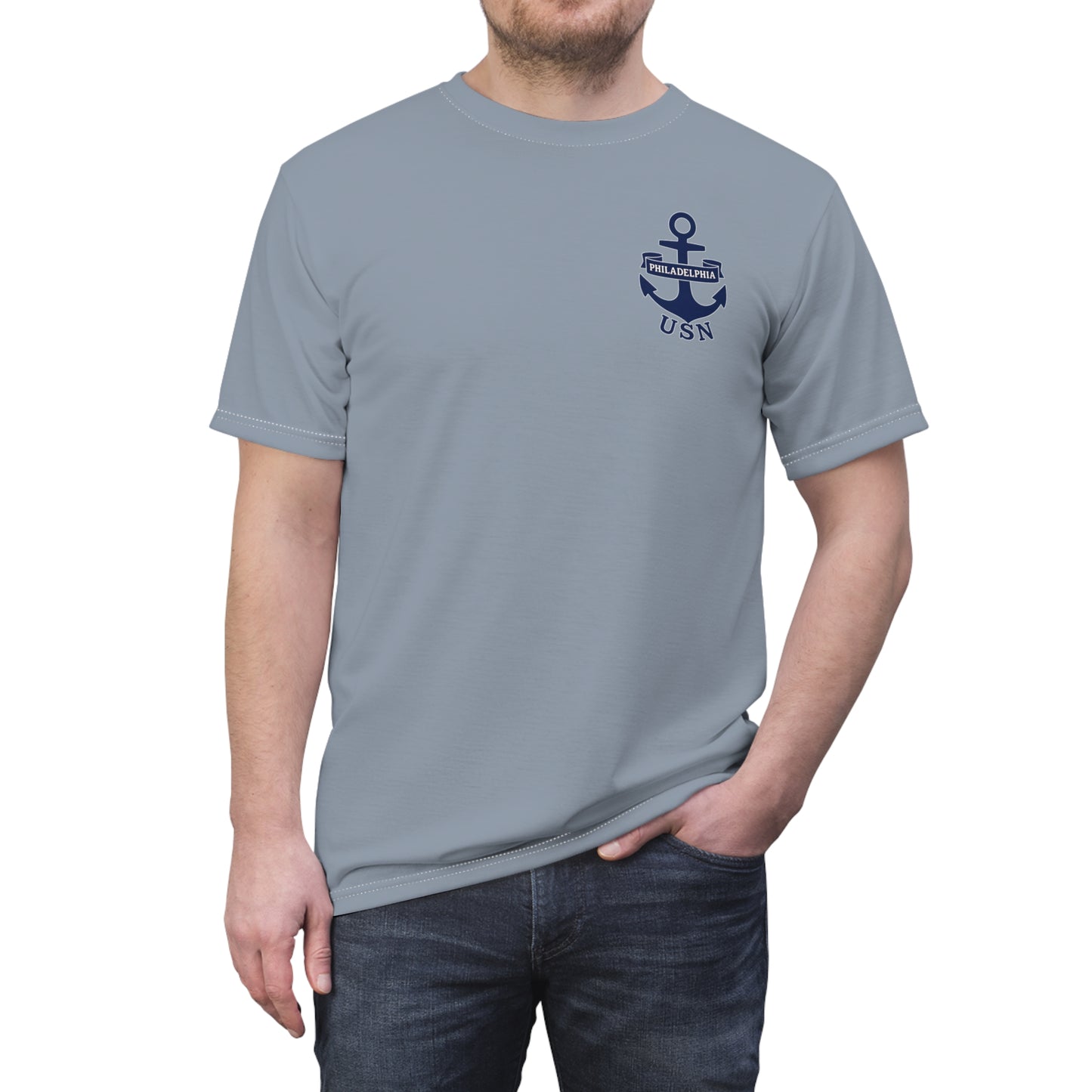 "USN Anchor", Unisex T-shirt (Steel-Deck Grey)