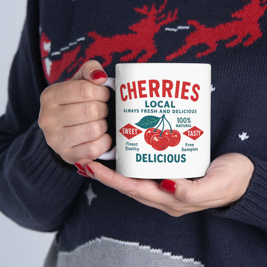 "Delicious Cherries", White Mug, (11oz & 15oz)
