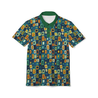 "Soul Mosaic", Unisex Polo Shirt (Dark Green Collar)