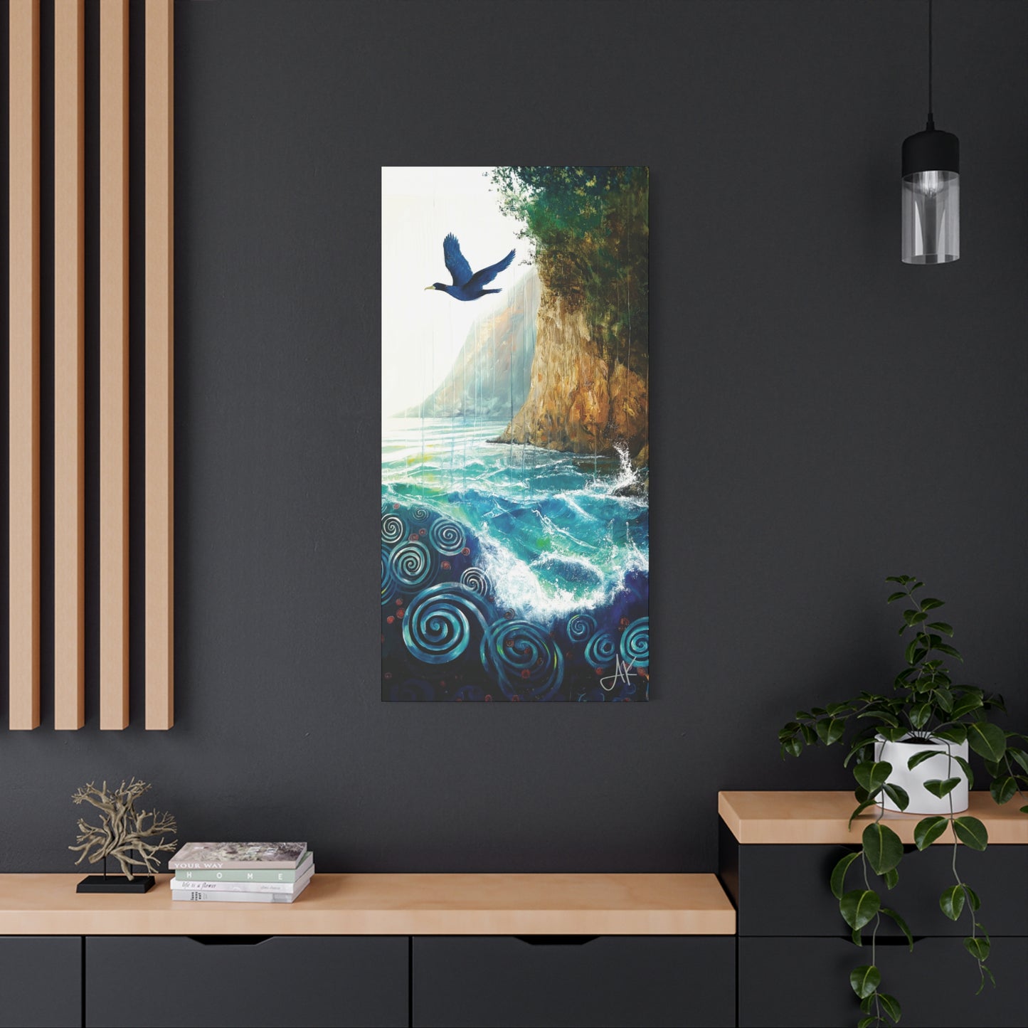 "Sky Kin VI – Gannet Over the Spiral Sea", Fine Art Matte Canvas, Stretched, 1.25"