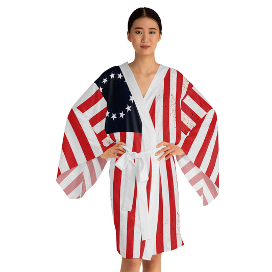 "Betsy Ross Flag", Long Sleeve Kimono Robe