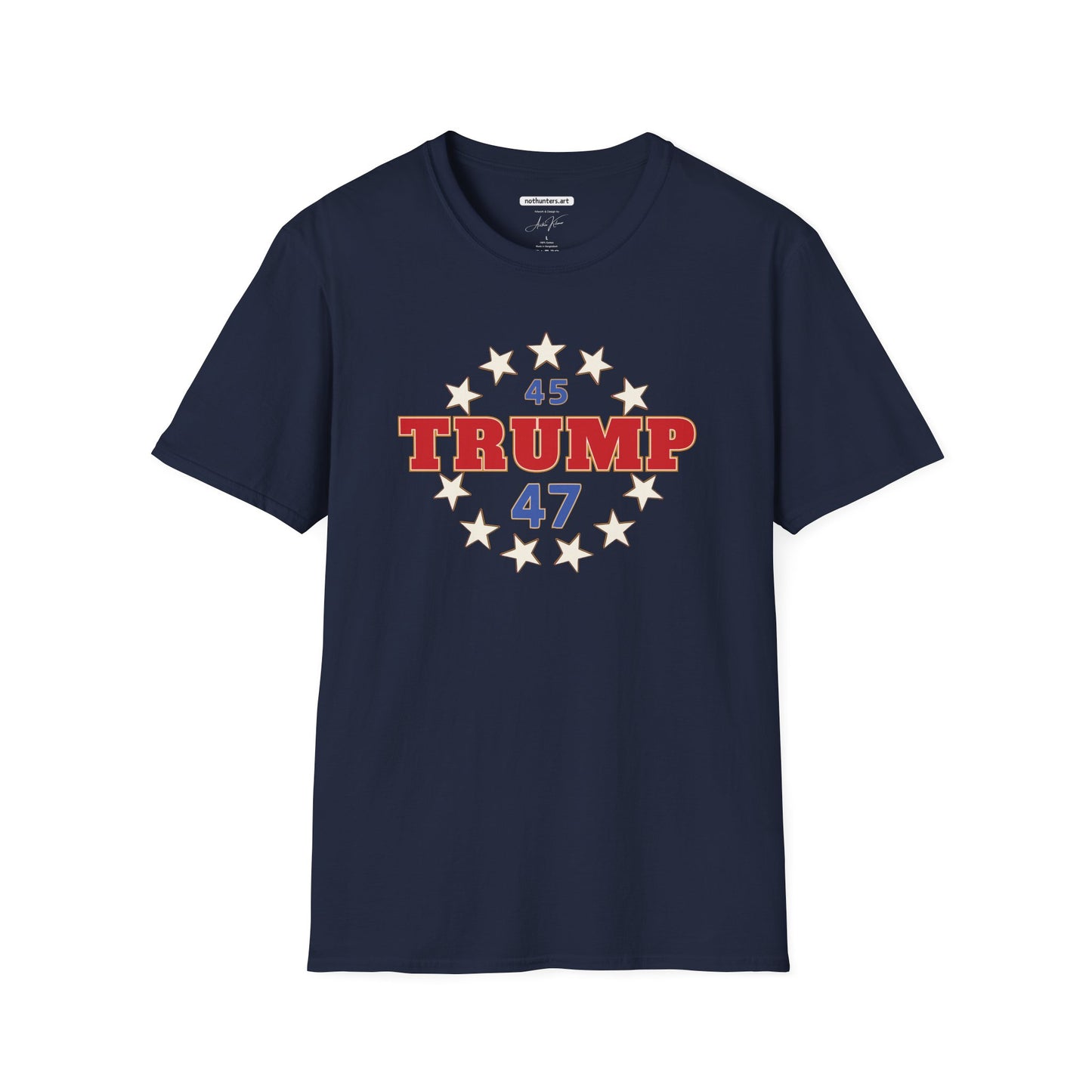 "Trump 45-47 Circle of Stars", Unisex Softstyle T-Shirt