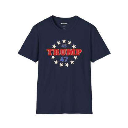 "Trump 45-47 Circle of Stars", Unisex Softstyle T-Shirt
