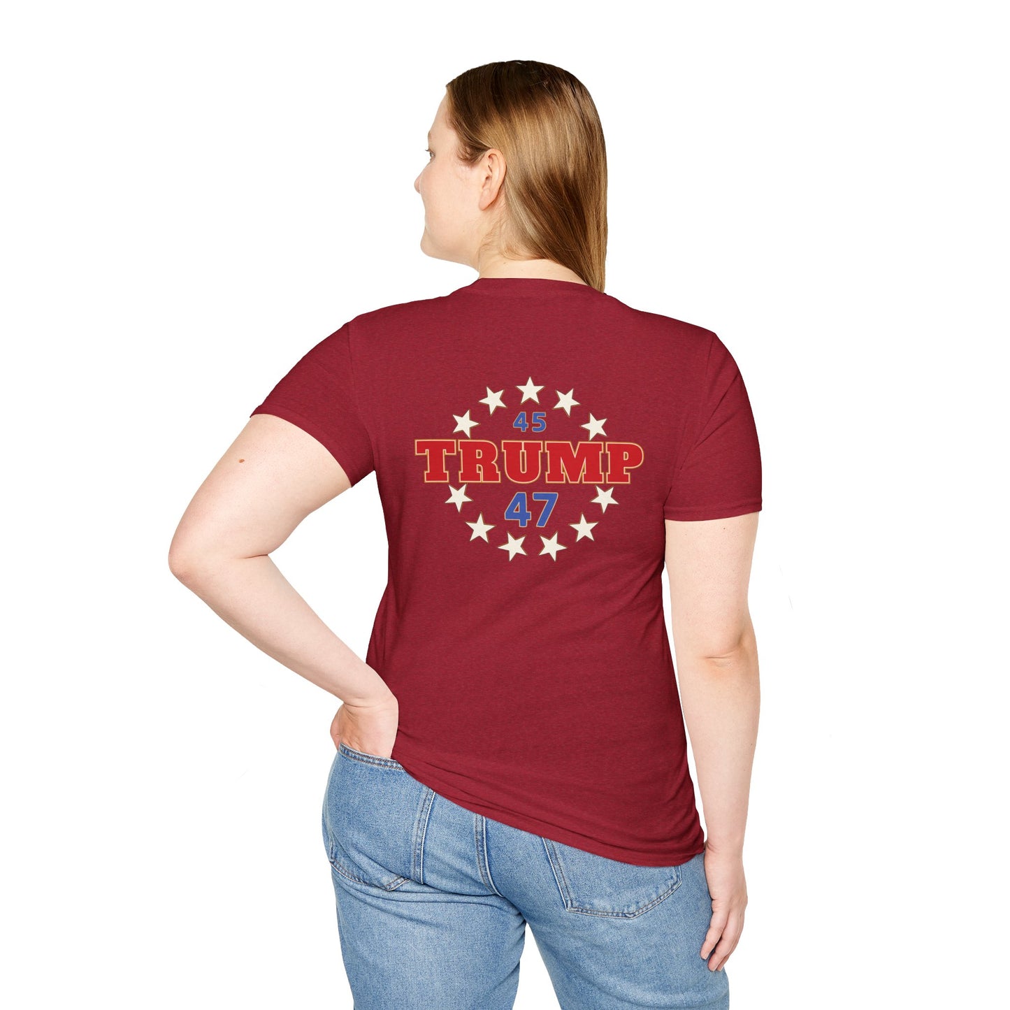 "Trump 45-47 Circle of Stars", Unisex Softstyle T-Shirt