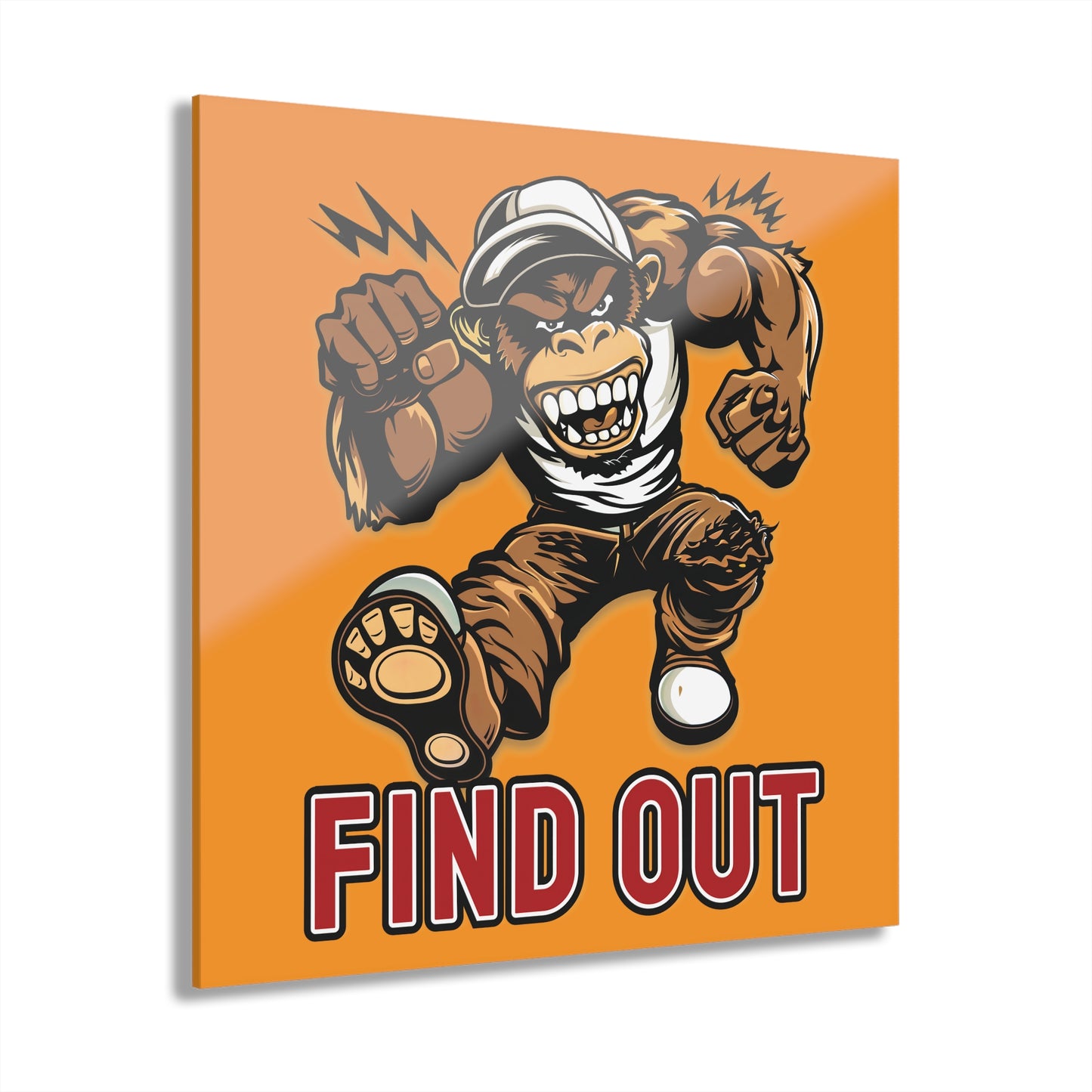 "Find Out", Acrylic Wall Prints (French Cleat Hanging) (Goldfish Orange)