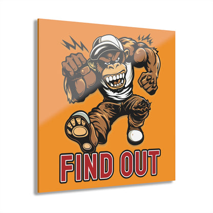 "Find Out", Acrylic Wall Prints (French Cleat Hanging) (Goldfish Orange)