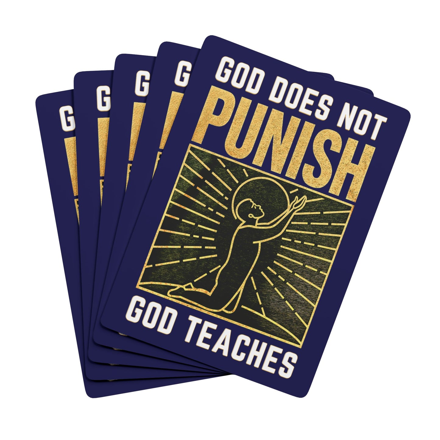 "God Does Not Punish - God Teaches" #03, Christian Playing Cards (Obsidian Blue)