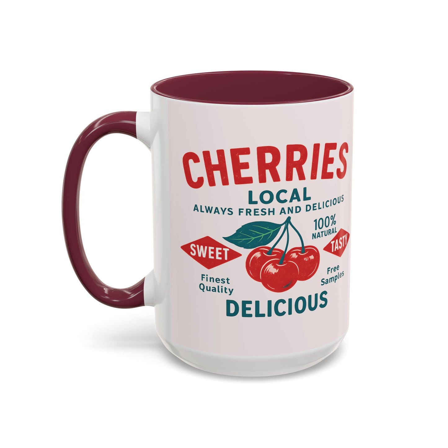 "Delicious Cherries", Colorful Mugs (11oz, 15oz) (Sea Salt Sherbet)