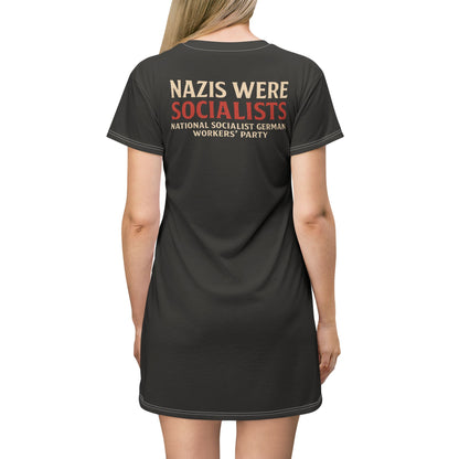 "Nazis were Socialists", T-Shirt Dress (Pitch Grey)