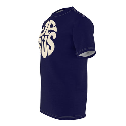 "Retro Jesus", Unisex T-shirt (Memorial Blue)