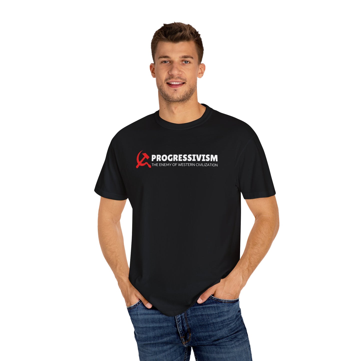 "Progressivism - Enemy of Western Civilization", Unisex T-shirt (Dark Colors)