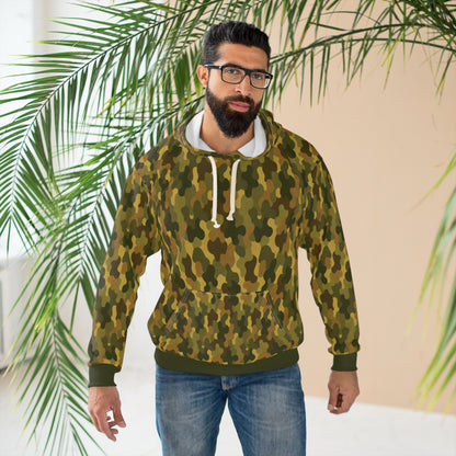 "SASR inspired Day-Ops Camouflage" Style 02, Unisex Wearable Art Pullover Hoodie (SASR Green Cuffs & Waist)