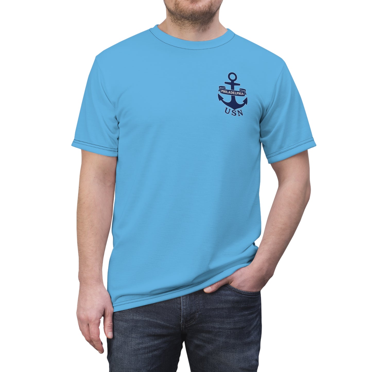 "USN Anchor", Unisex T-shirt (Atlantic Sky)