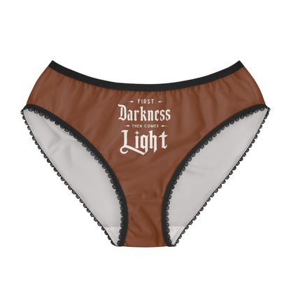 "First Darkness Then Comes Light" #02, Women's Briefs (Saddle Brown)