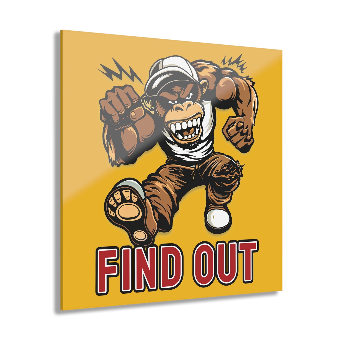 "Find Out", Acrylic Wall Prints (French Cleat Hanging) (Amber Yellow)