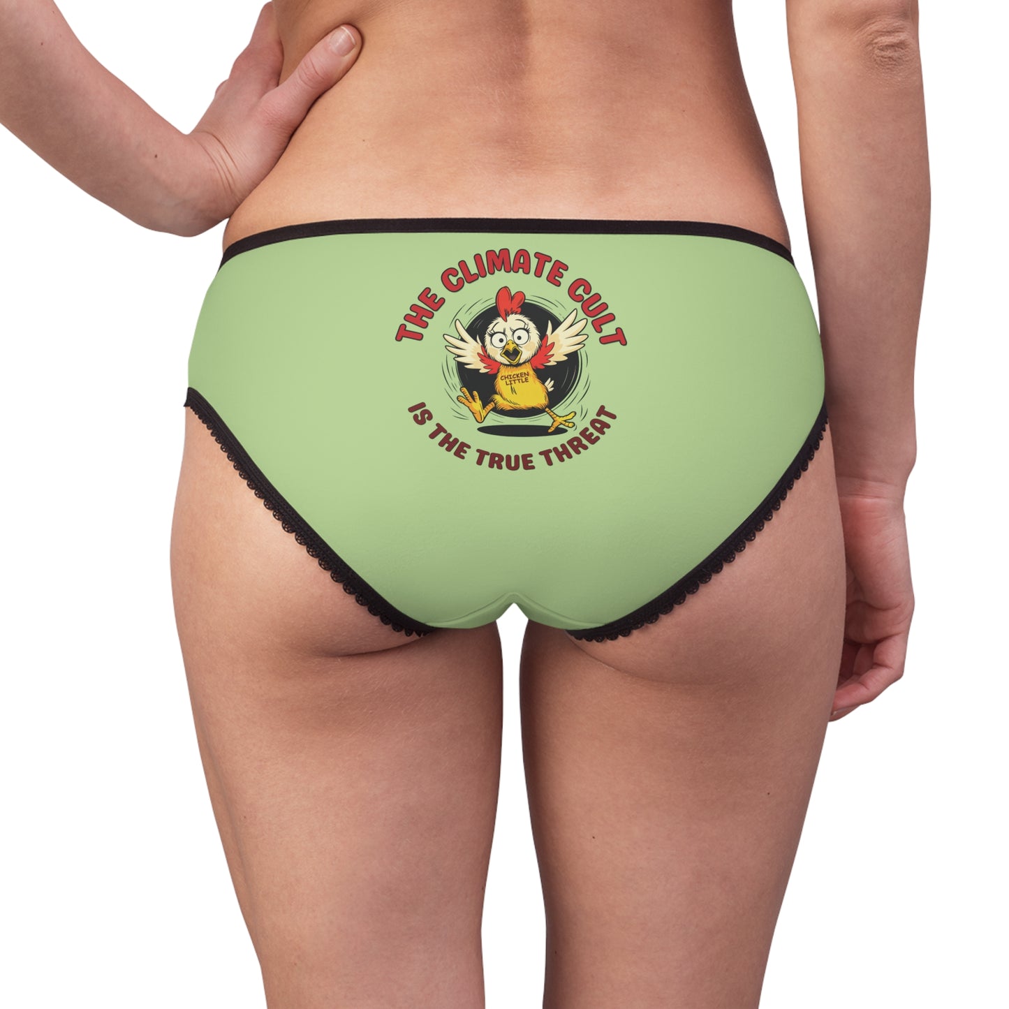 "The Climate Cult" (Chicken Little), Women's Briefs (Menthol Green)