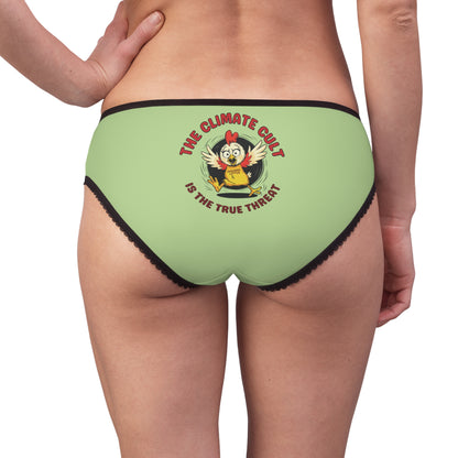 "The Climate Cult" (Chicken Little), Women's Briefs (Menthol Green)