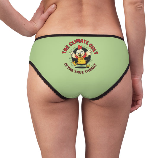 "The Climate Cult" (Chicken Little), Women's Briefs (Menthol Green)