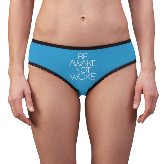 "Be Awake Not Woke" #2, Women's Briefs (Antipodean Blue)