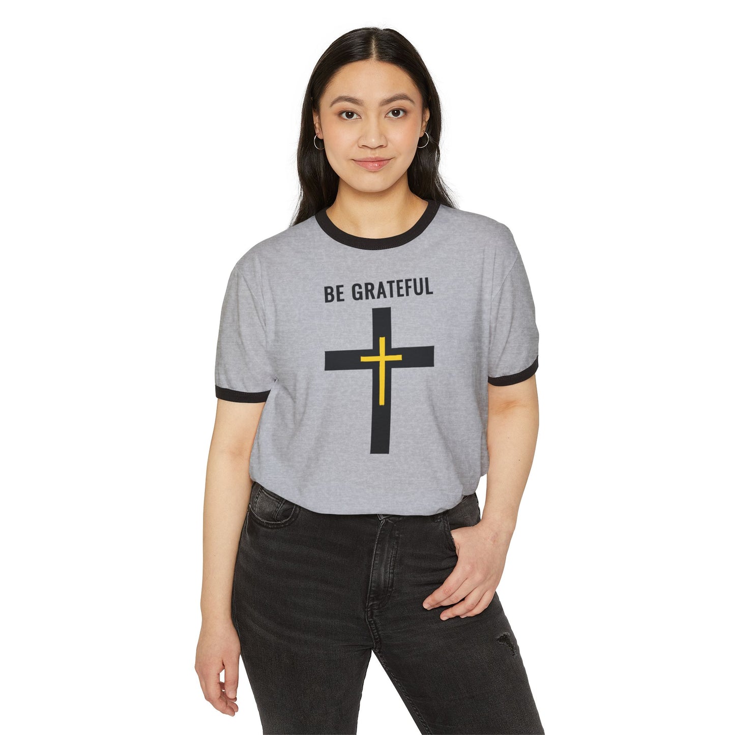 "Be Grateful", Unisex Cotton Ringer T-Shirt