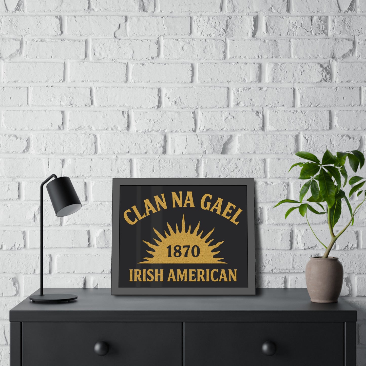 "Clan na Gael - Irish American", Framed Paper Poster (Raven Black)
