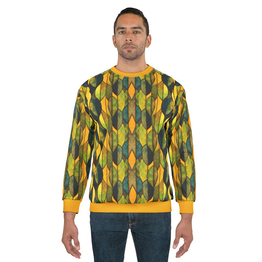 "Inner Grove", Unisex Sweatshirt (Amber Collar, Cuffs & Waistband)